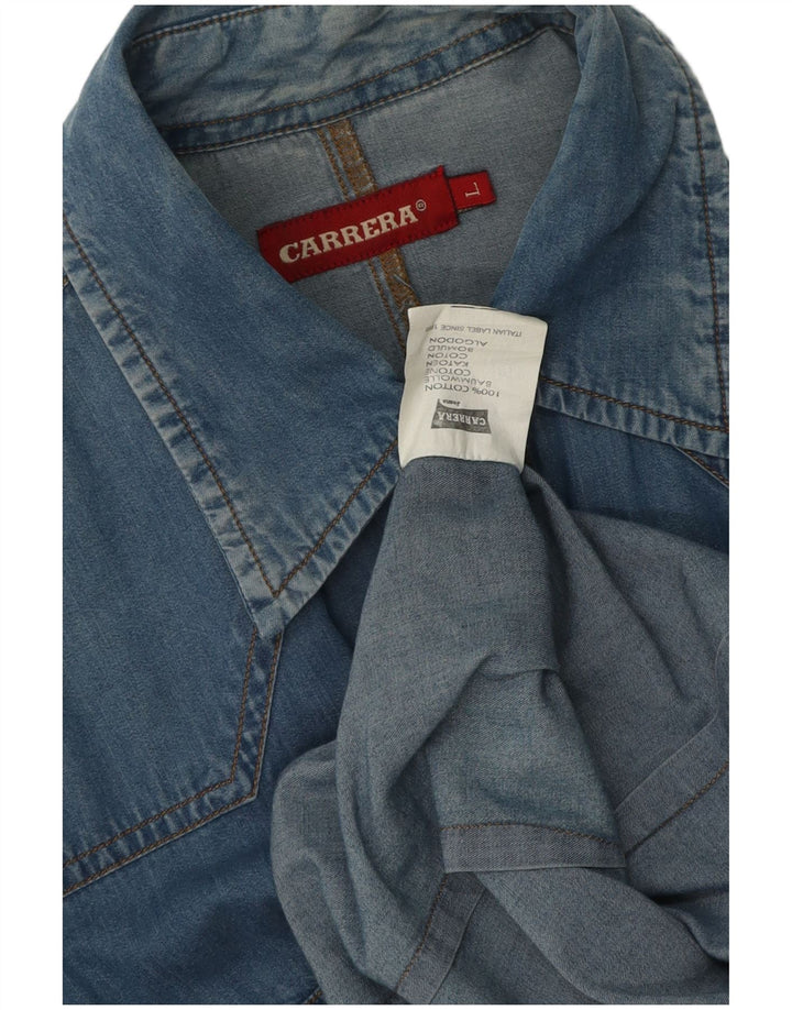Carrera Womens Denim Shirt UK 16 Large Blue Cotton