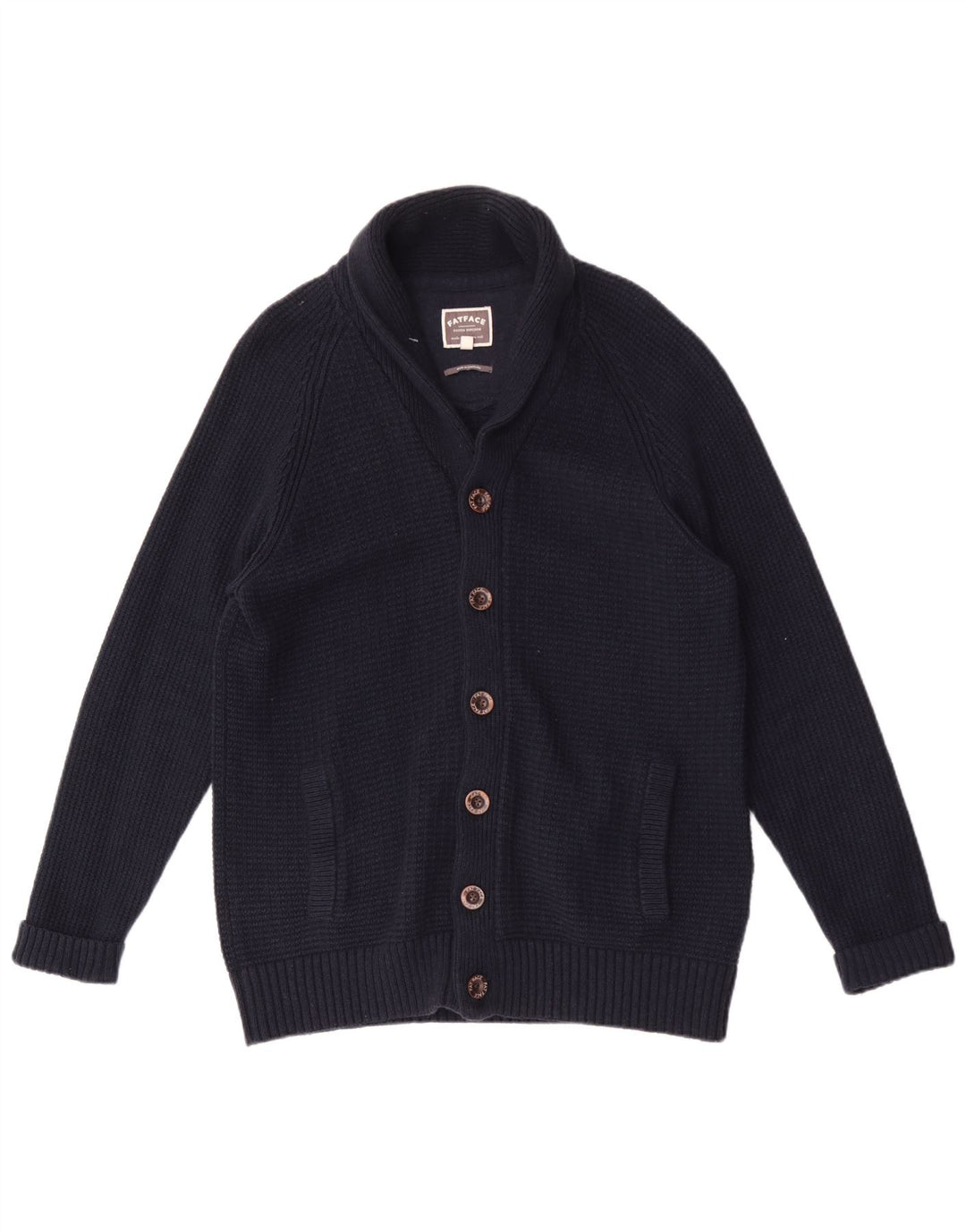 FAT FACE Mens Cardigan Sweater XL Navy Blue Cotton