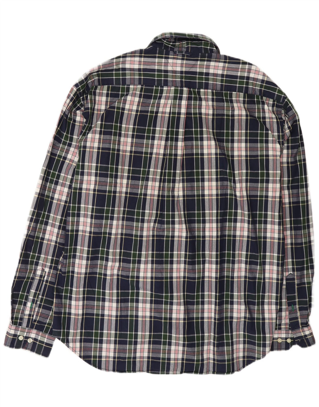 TOMMY HILFIGER Mens Shirt 2XL Navy Blue Check Cotton
