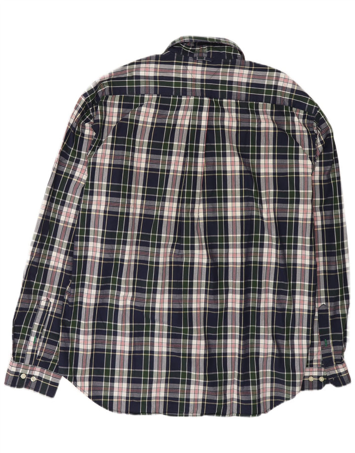 TOMMY HILFIGER Mens Shirt 2XL Navy Blue Check Cotton