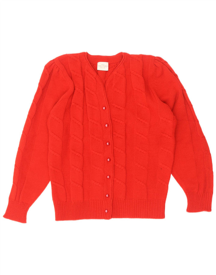 Vintage Womens Cardigan Sweater UK 14/16 Medium Red Polyacrylic