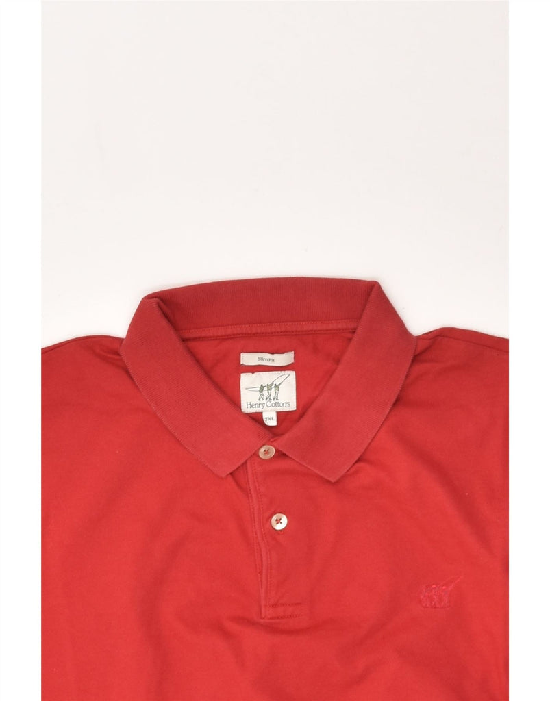 HENRY COTTONS Mens Slim Fit Polo Shirt 2XL Red Cotton | Vintage Henry Cottons | Thrift | Second-Hand Henry Cottons | Used Clothing | Messina Hembry 