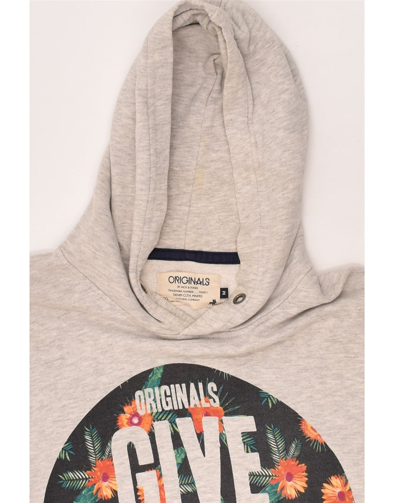 JACK & JONES Mens Graphic Hoodie Jumper Medium Grey Cotton | Vintage Jack & Jones | Thrift | Second-Hand Jack & Jones | Used Clothing | Messina Hembry 