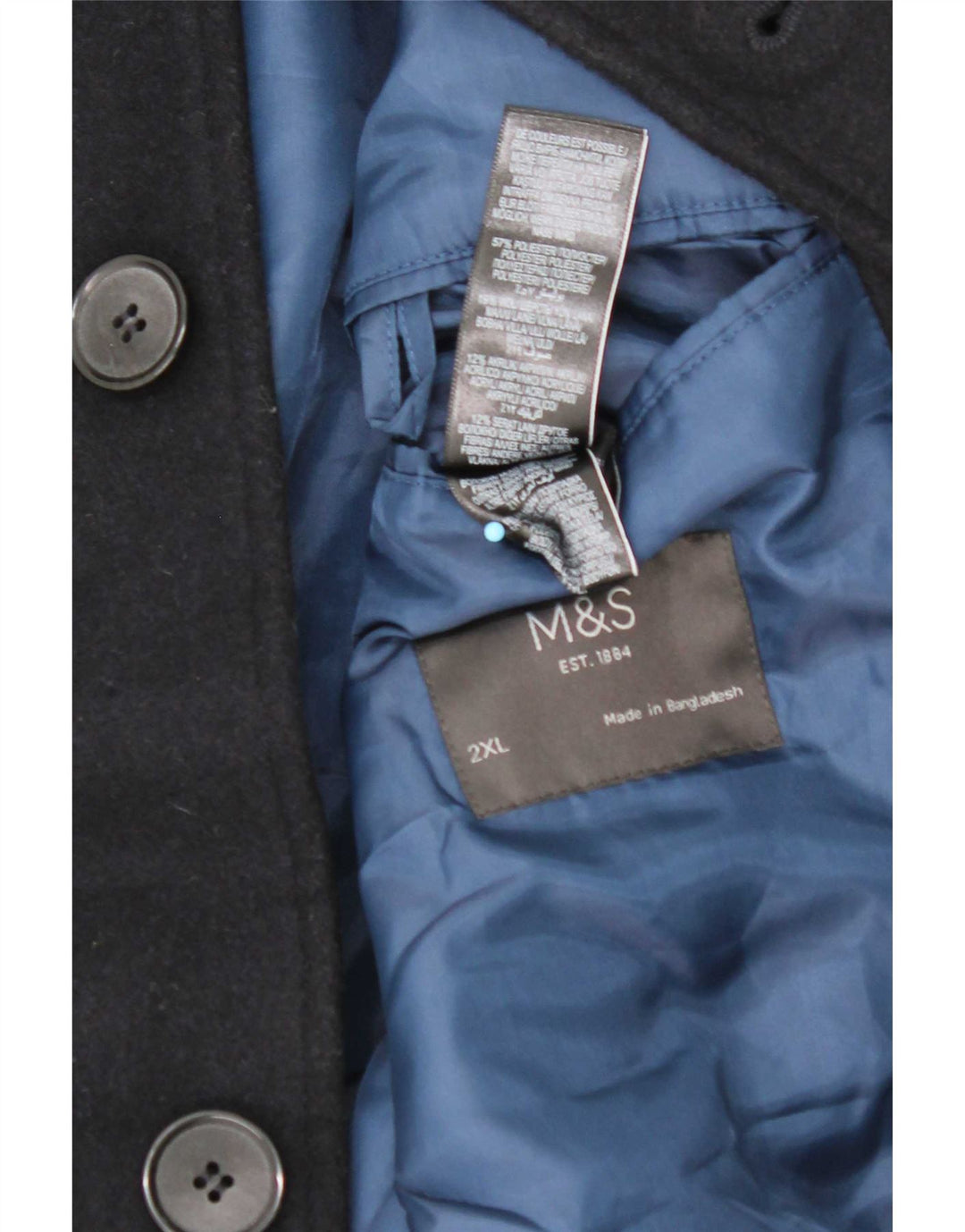 Marks & Spencer Womens Overcoat UK 20 2XL Navy Blue Polyester
