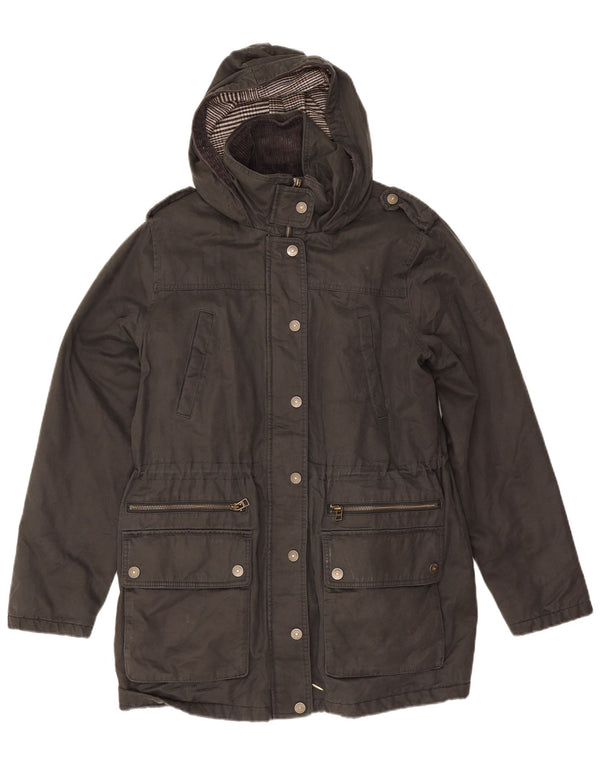 Fat Face Womens Military Hooded Parka Jacket UK 16 Large Khaki Cotton