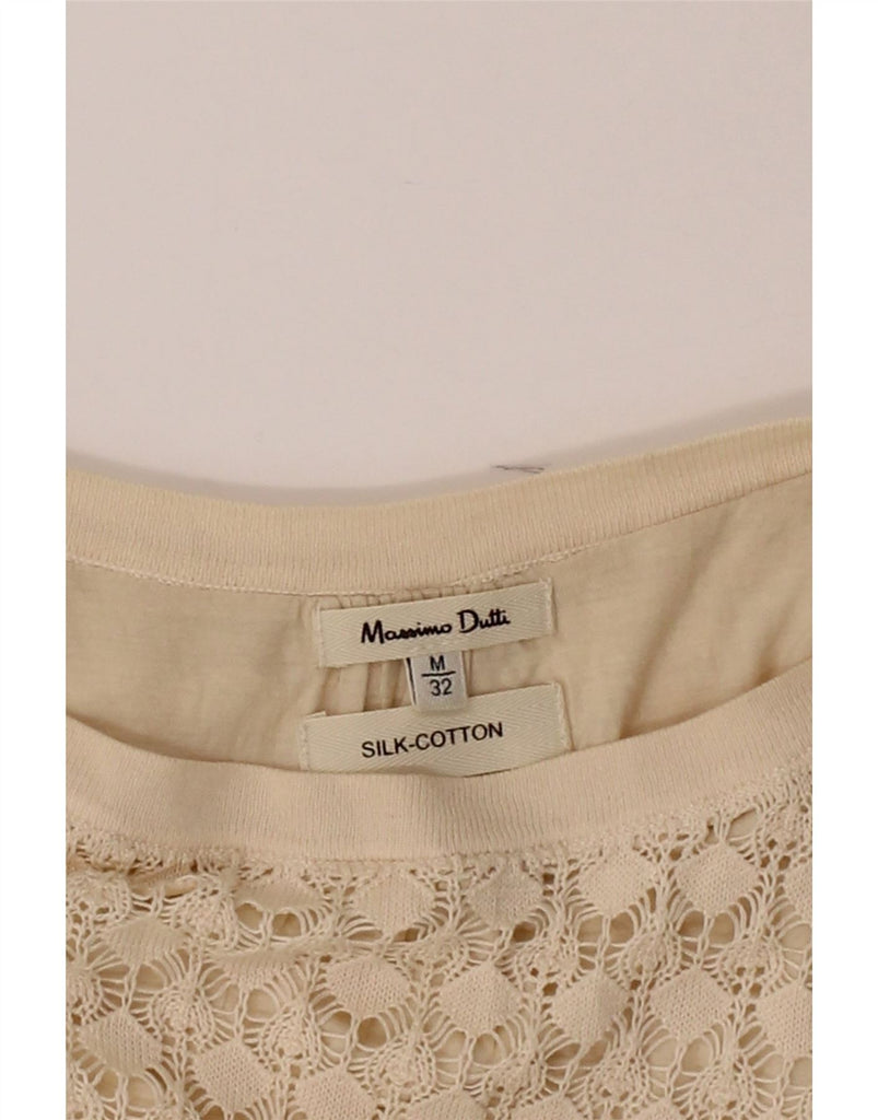 MASSIMO DUTTI Womens 3/4 Sleeve Jumper Dress UK 12 Medium Beige Floral Vintage Massimo Dutti and Second-Hand Massimo Dutti from Messina Hembry 