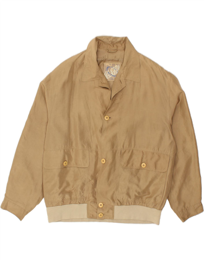 MALAGRIDA Mens Bomber Jacket UK 40 Large Beige Silk Vintage Malagrida and Second-Hand Malagrida from Messina Hembry 