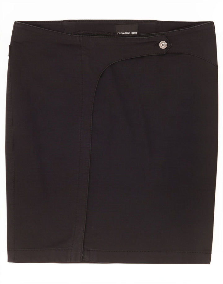 Calvin Klein Womens Mini Wrap Skirt Medium W30 Black Cotton