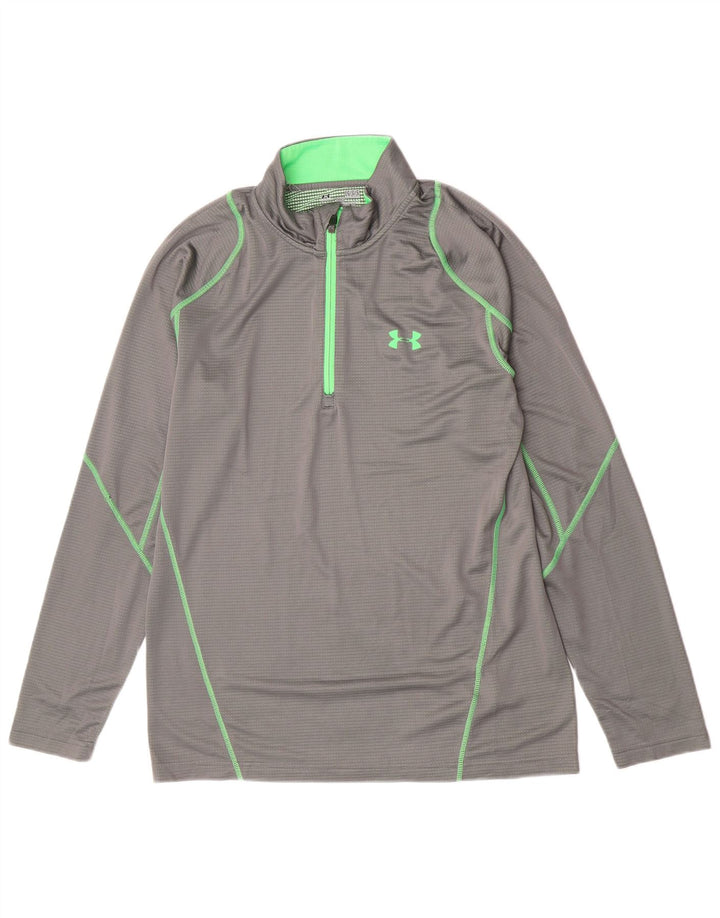 Under Armour Mens Zip Neck Top Long Sleeve Large Grey Polyester Sports