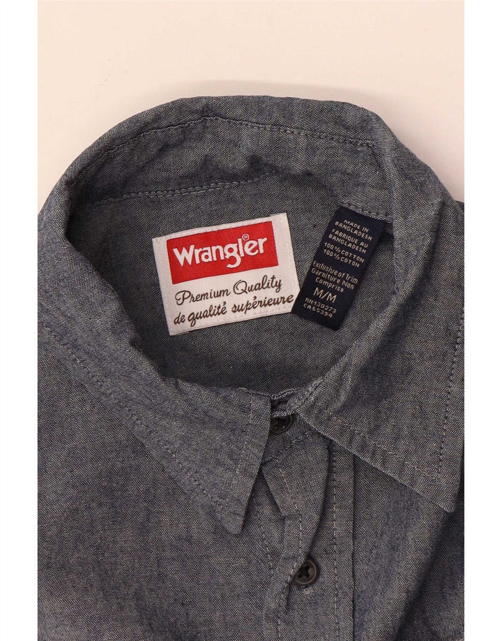 Wrangler Mens Short Sleeve Shirt Medium Navy Blue Cotton