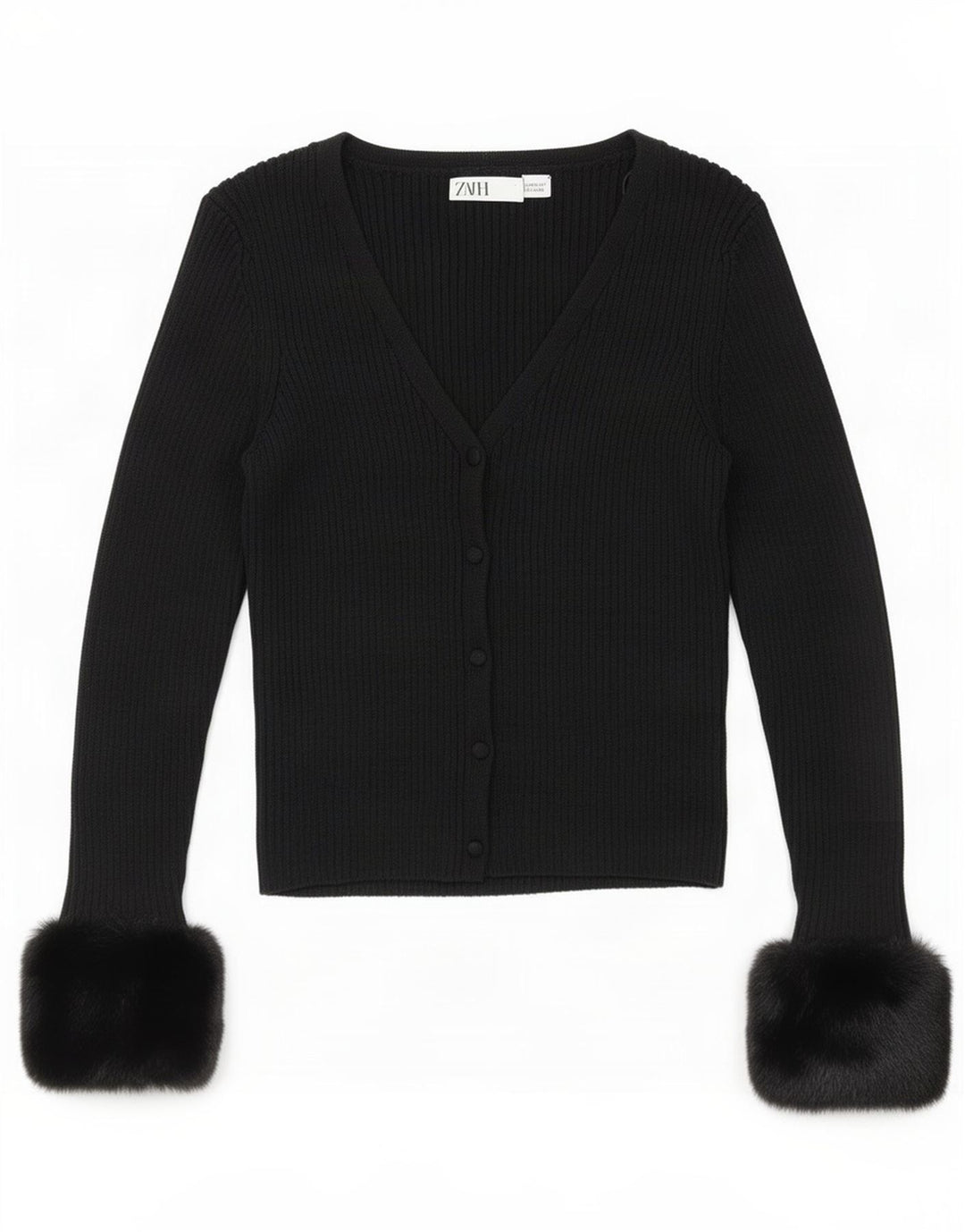 Zara Womens Crop Cardigan Sweater UK 12 Medium Black