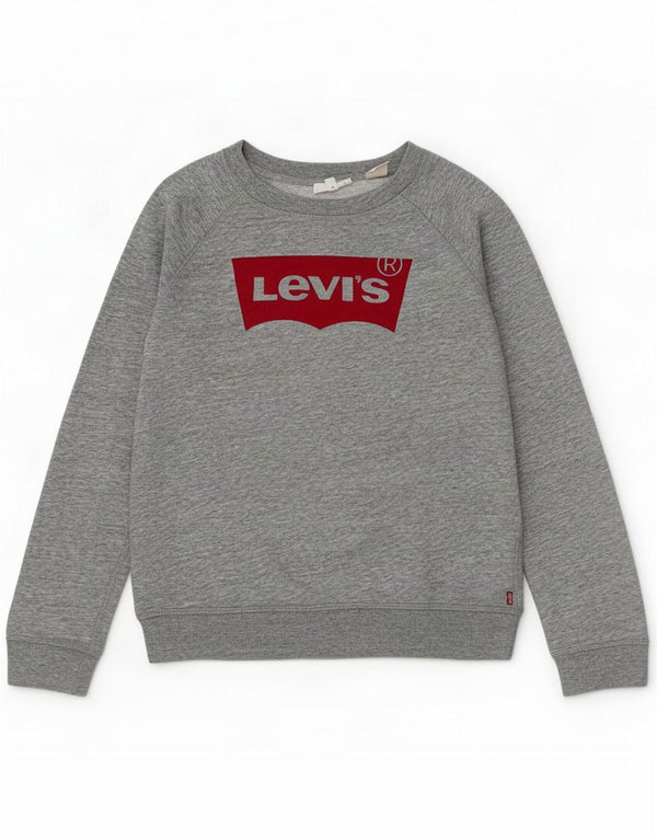 Levi's Womens Graphic Oversized Sweatshirt Jumper UK 6 XS Grey Flecked