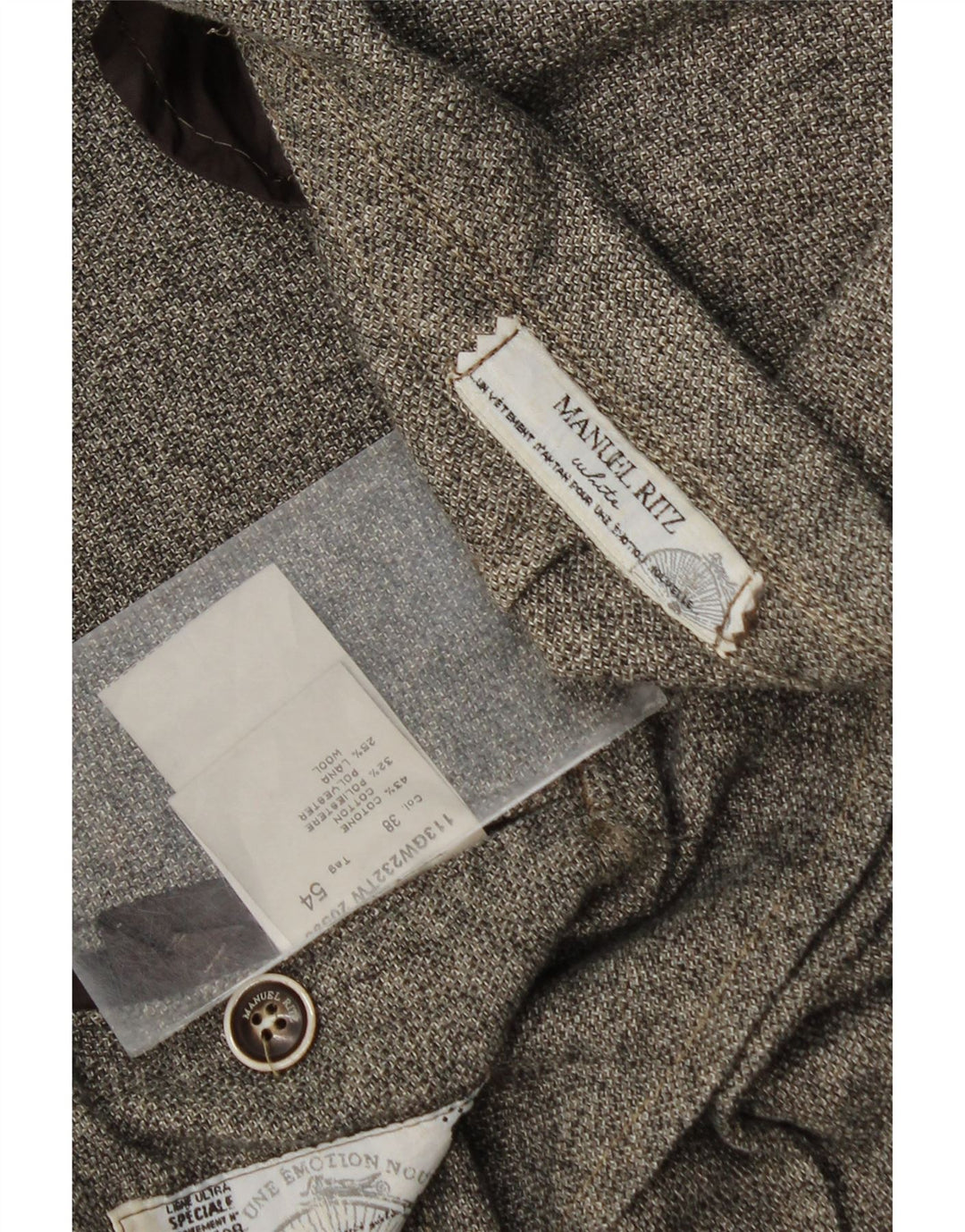 Manuel Ritz Mens 2 Button Blazer Jacket IT 54 2XL Grey Flecked Cotton