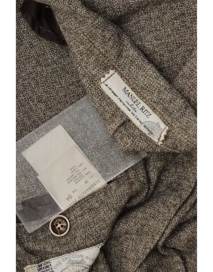 Manuel Ritz Mens 2 Button Blazer Jacket IT 54 2XL Grey Flecked Cotton