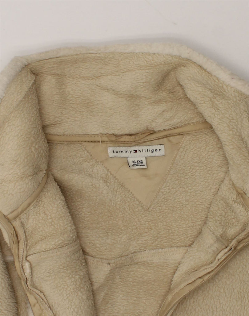 TOMMY HILFIGER Girls Fleece Jacket 10-11 Years XL Beige Polyester | Vintage Tommy Hilfiger | Thrift | Second-Hand Tommy Hilfiger | Used Clothing | Messina Hembry 