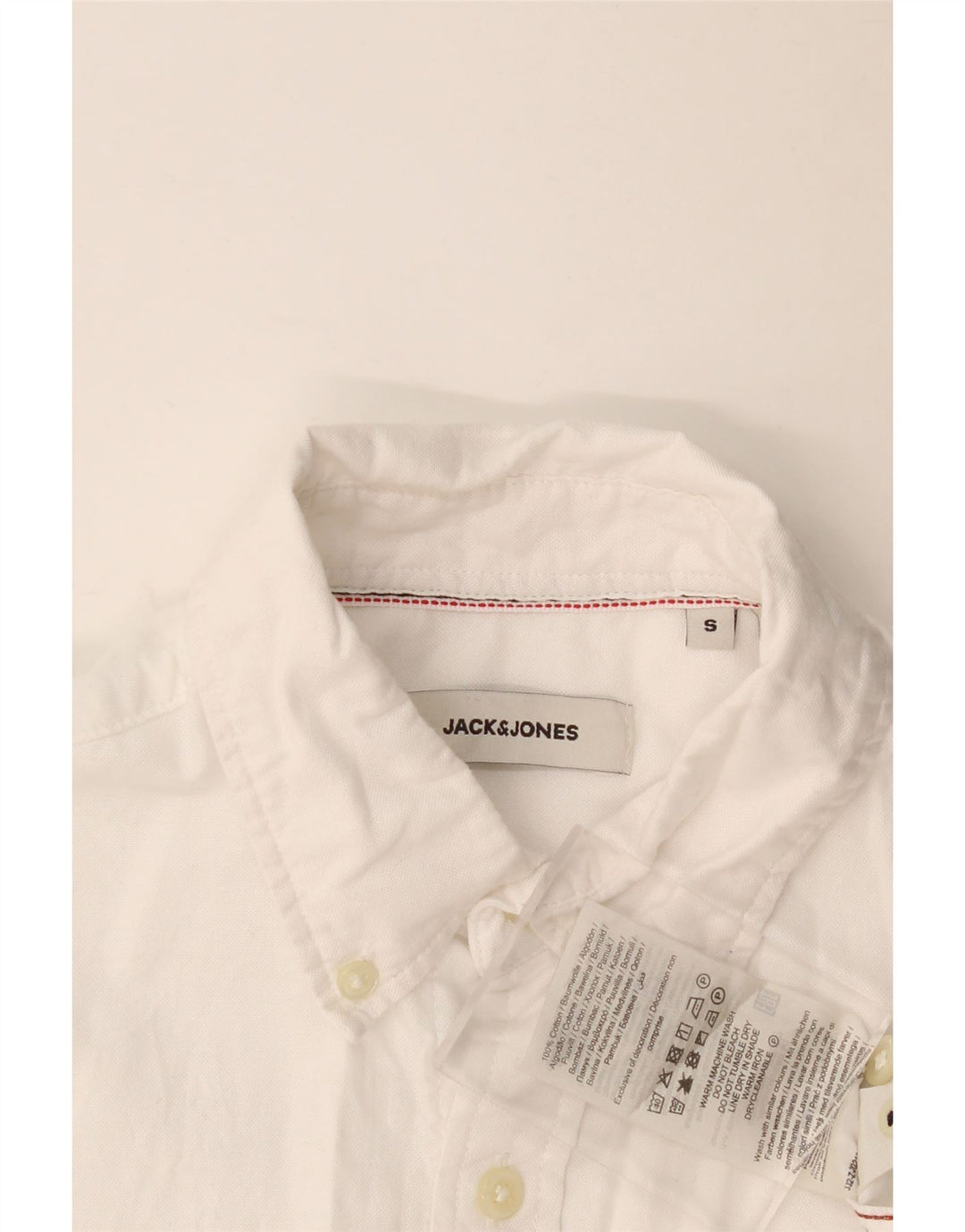 JACK & JONES Mens Short Sleeve Shirt Small White Cotton