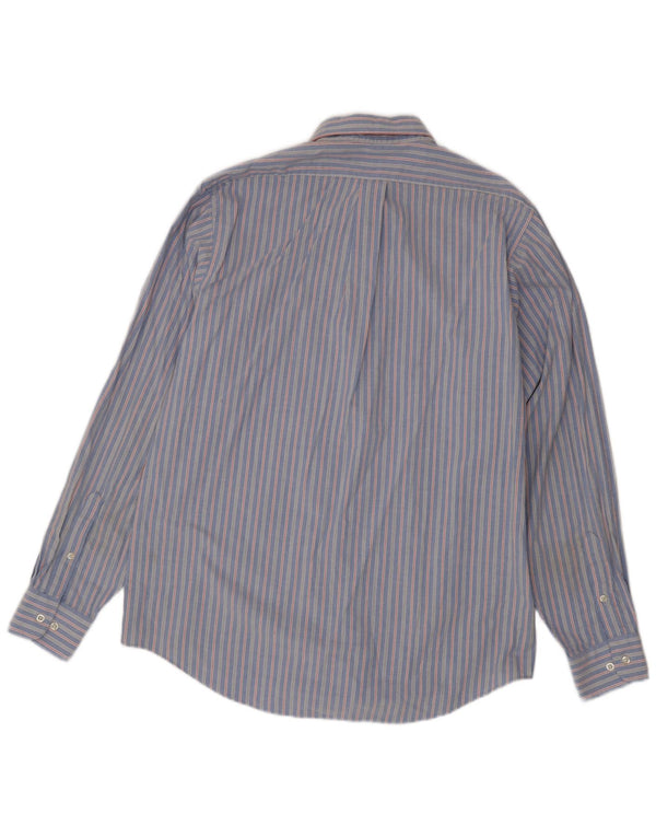 Chaps Mens Classic Fit Shirt Size 16 1/2 Large Blue Pinstripe Cotton