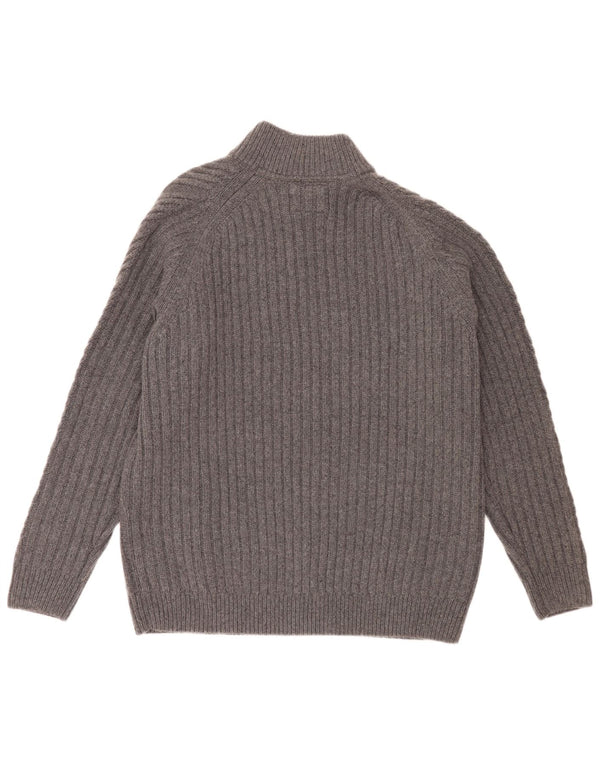 Timberland Mens Regular Fit Zip Neck Jumper Sweater 2XL Grey Geometric Wool