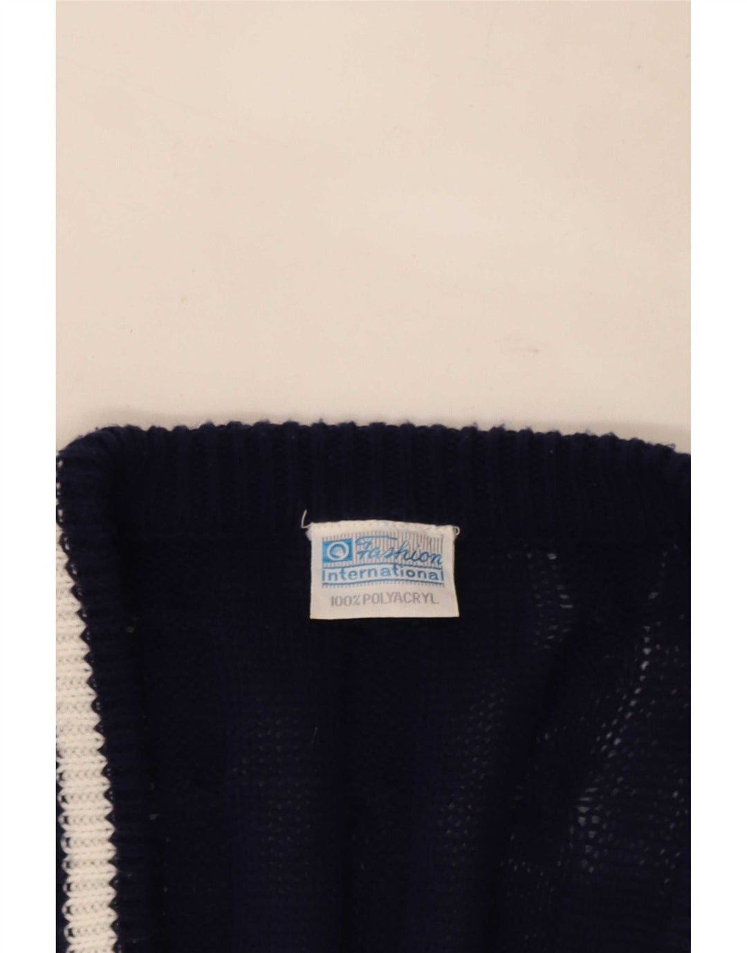 Vintage Mens Cardigan Sweater IT 48/50 Medium Navy Blue Striped Polyester