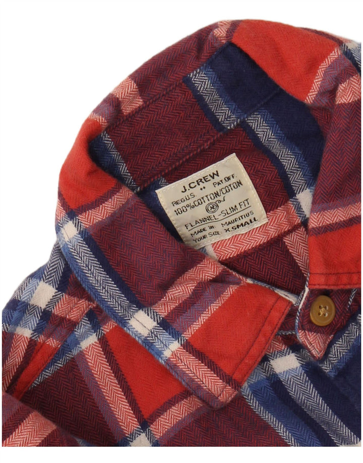 J. CREW Mens Slim Fit Flannel Shirt Small Red Plaid Cotton