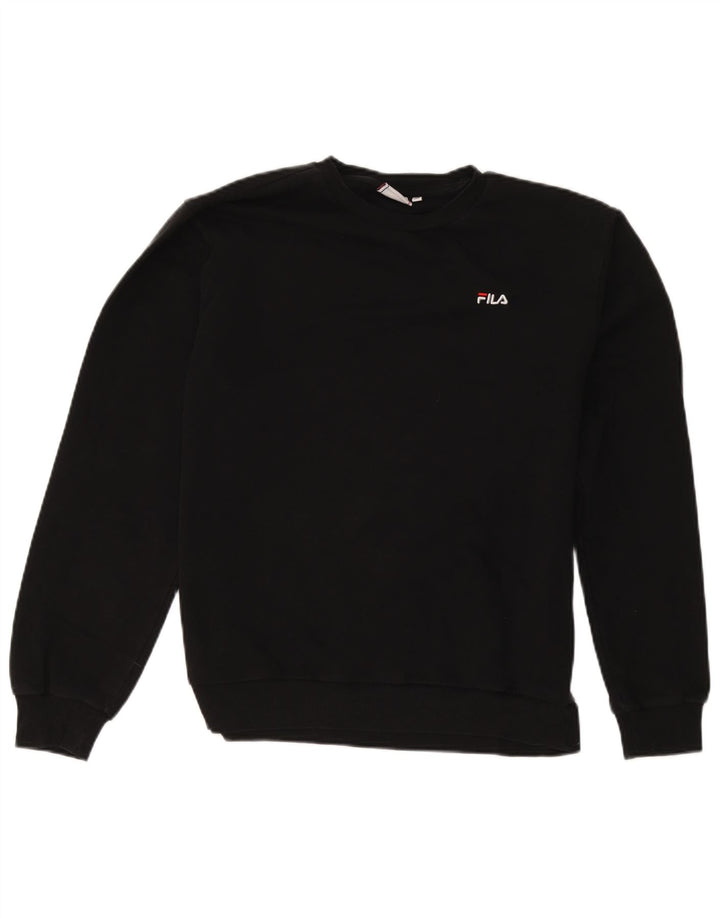 Fila Mens Sweatshirt Jumper Medium Black Cotton Sports