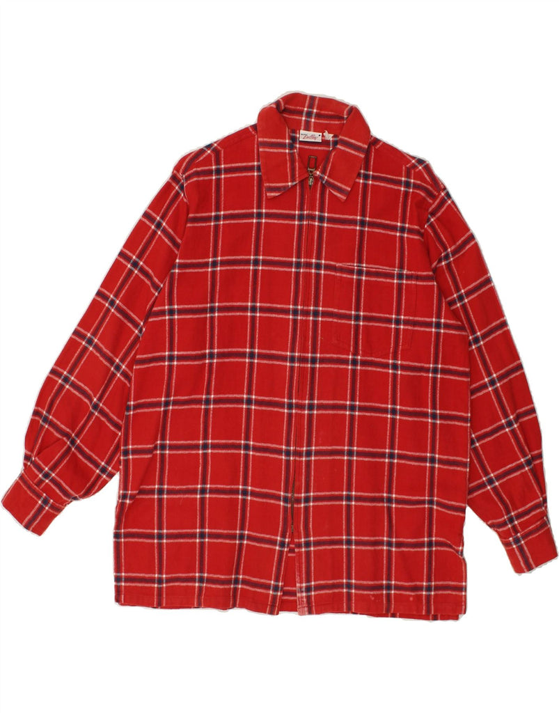 VINTAGE Womens Flannel Shirt UK 12 Medium Red Check Cotton | Vintage Vintage | Thrift | Second-Hand Vintage | Used Clothing | Messina Hembry 