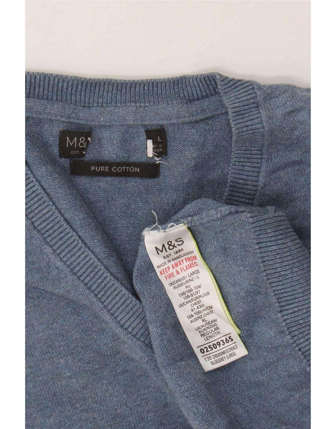 Marks & Spencer Mens Vest Tank Top Large Blue Cotton