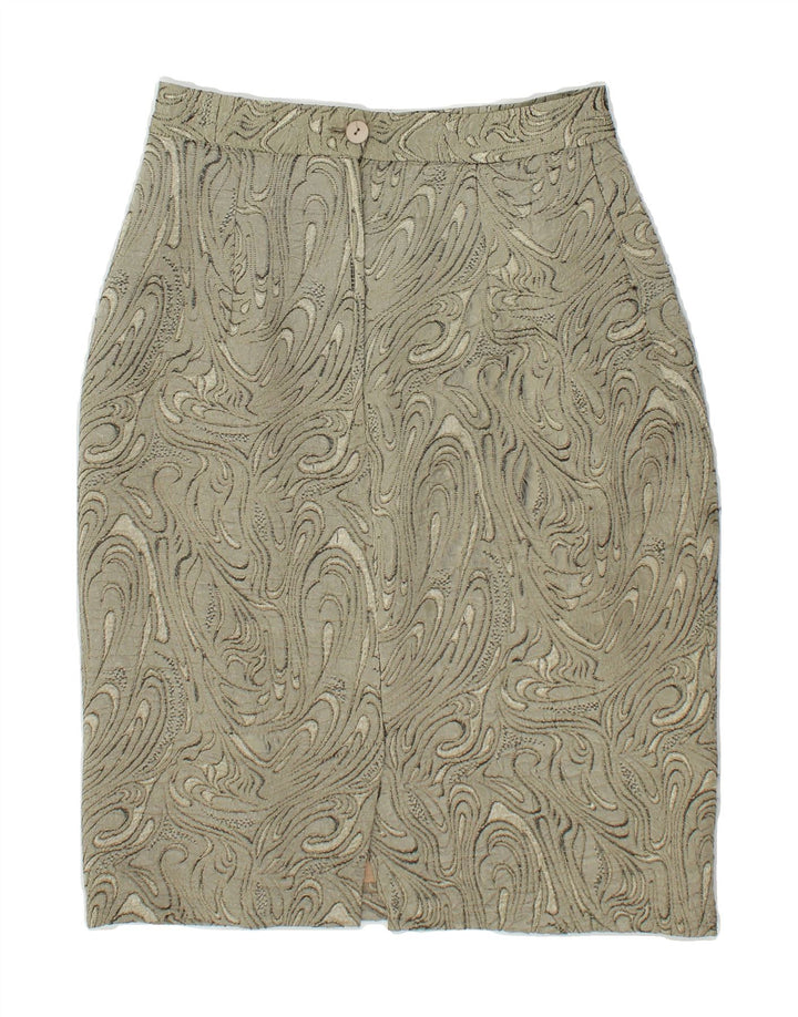 VINTAGE Womens Abstract Pattern Pencil Skirt UK 12 Medium W28  Green Vintage Vintage and Second-Hand Vintage from Messina Hembry 