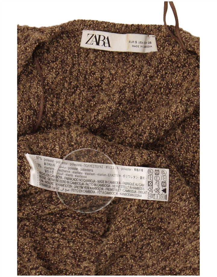 Zara Womens Longline Oversized Cardigan Sweater UK 10 Small Brown Flecked