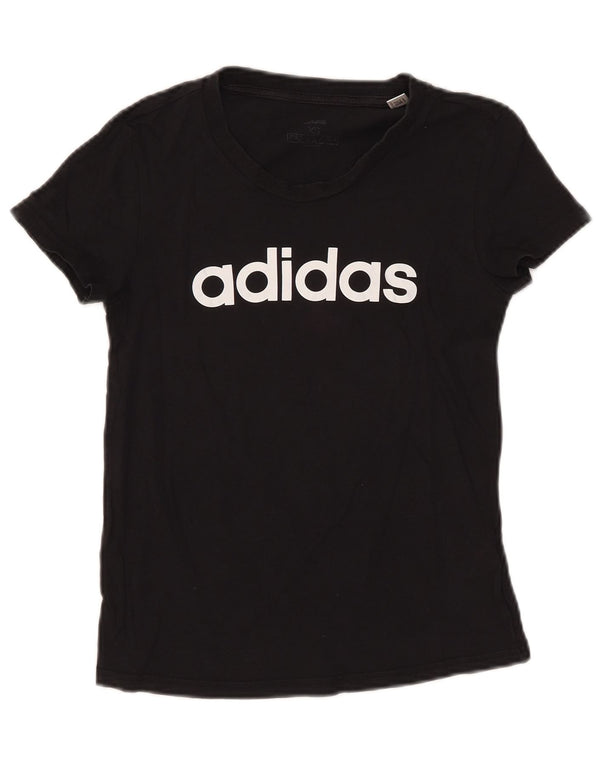 Adidas Womens Crop Graphic T-Shirt Top UK 4/6 XS Black Cotton