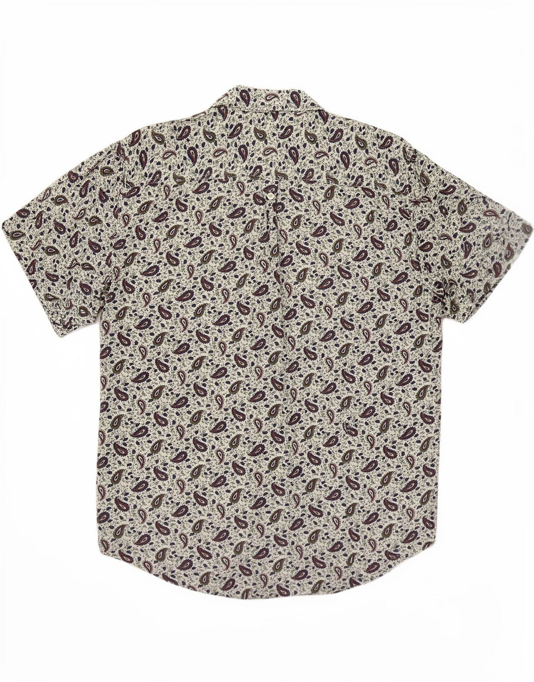 Benetton Mens Short Sleeve Shirt Small White Paisley Viscose