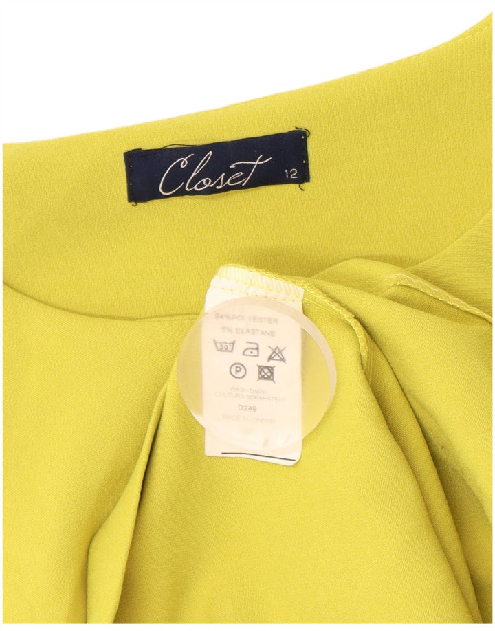 CLOSET Womens Sleeveless A-Line Dress UK 12 Medium Yellow Polyester