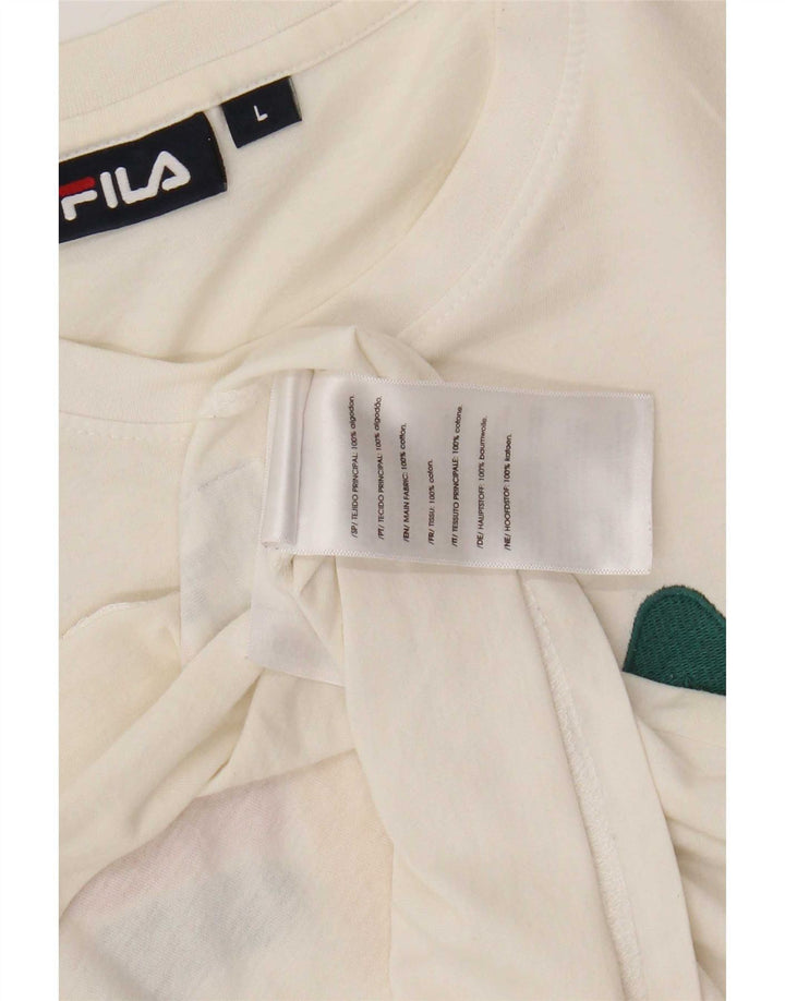 Fila Mens Graphic T-Shirt Top Large White Cotton