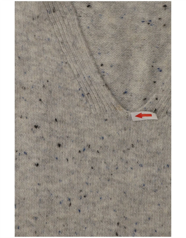 Marks & Spencer Womens V-Neck Jumper Sweater UK 14 Medium Grey Flecked