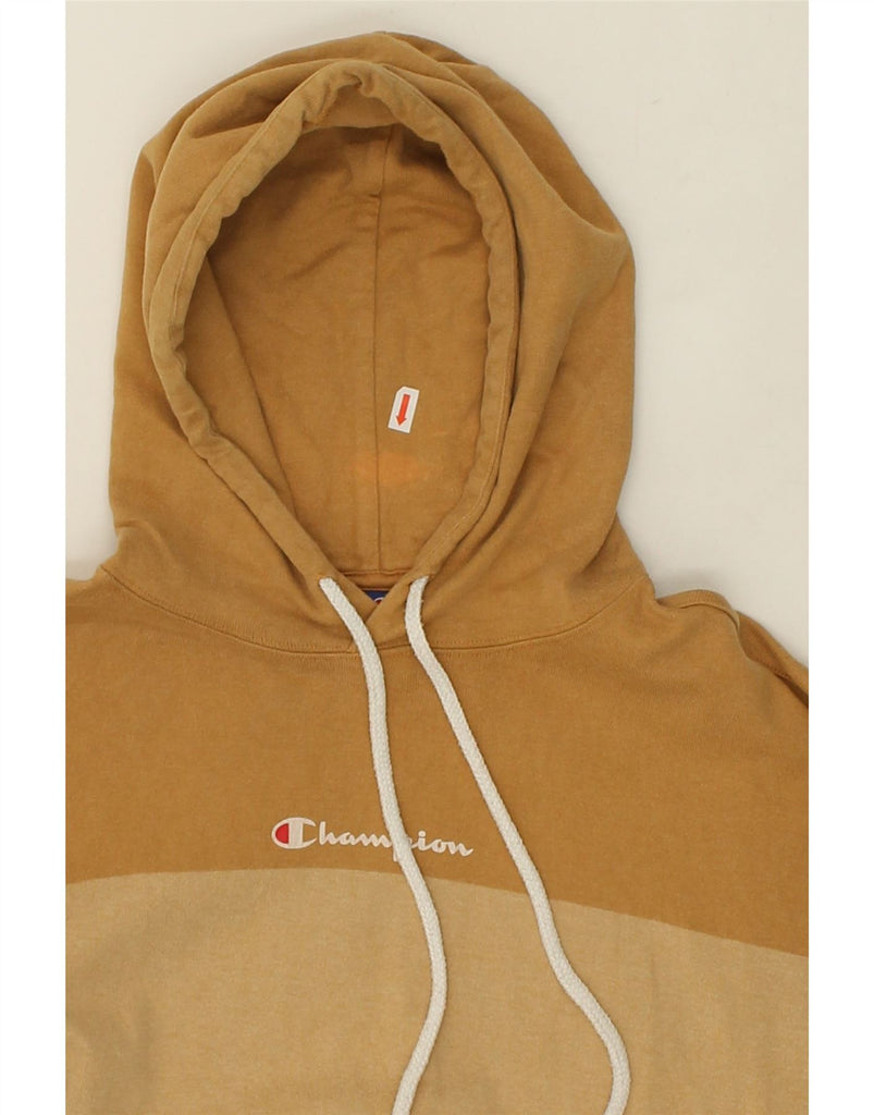 CHAMPION Mens Hoodie Jumper Small Beige Colourblock Vintage Champion and Second-Hand Champion from Messina Hembry 