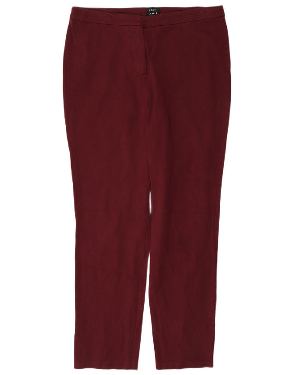 John Lewis Womens Slim Casual Trousers UK 12 Medium W32 L28 Burgundy