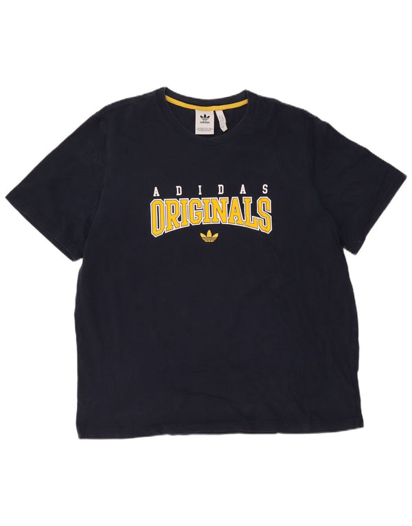 Adidas Mens Graphic T-Shirt Top XL Navy Blue Cotton