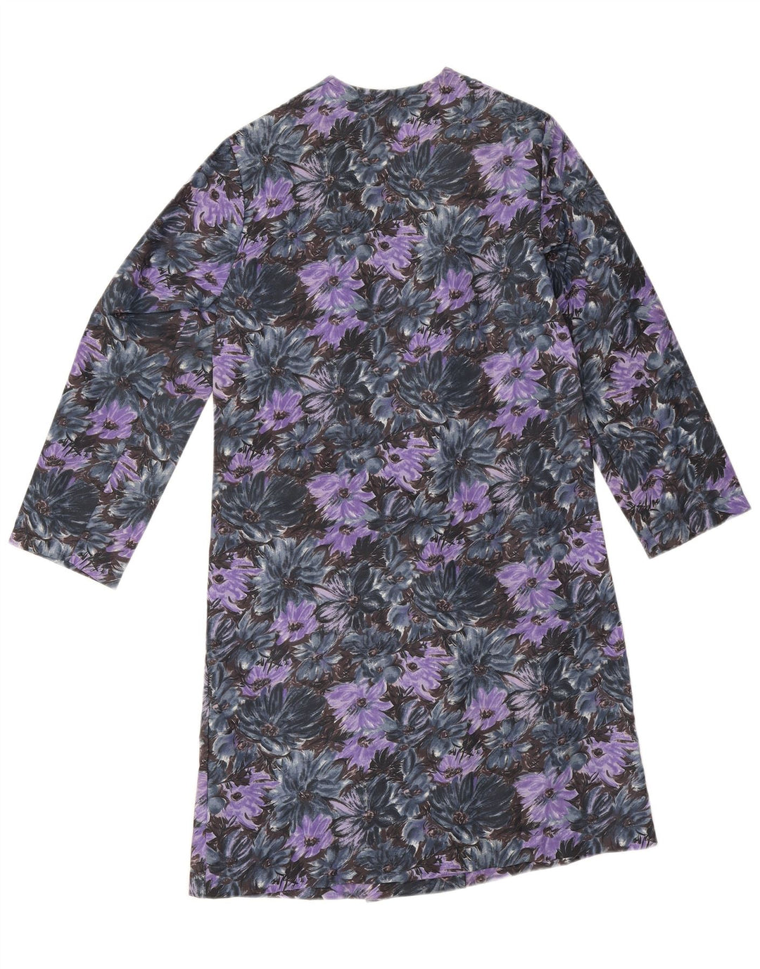 Vintage Womens Overcoat UK 14 Medium Purple Floral Polyamide