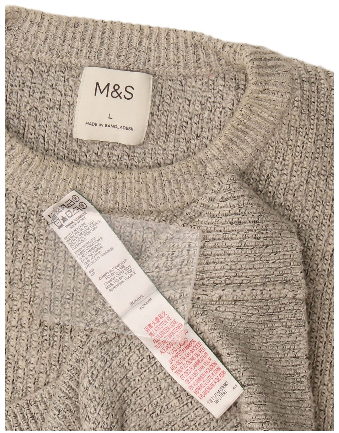 Marks & Spencer Mens Crew Neck Jumper Sweater Large Grey Polyamide