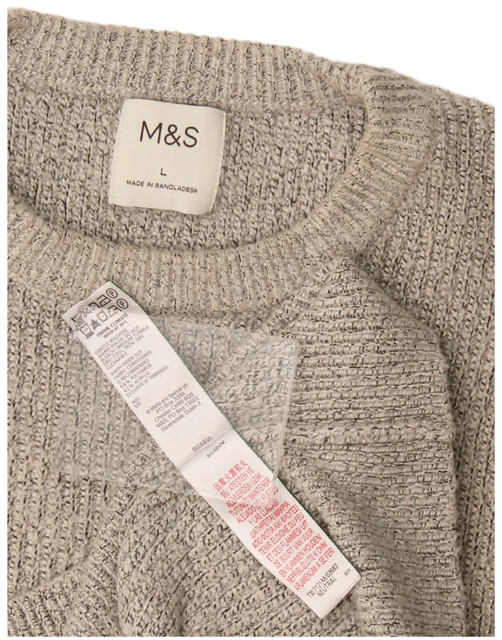 Marks & Spencer Mens Crew Neck Jumper Sweater Large Grey Polyamide