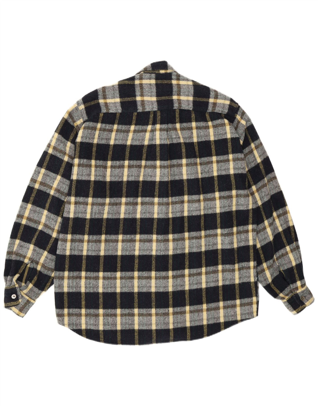 Vintage Mens Flannel Shirt Large Black Check