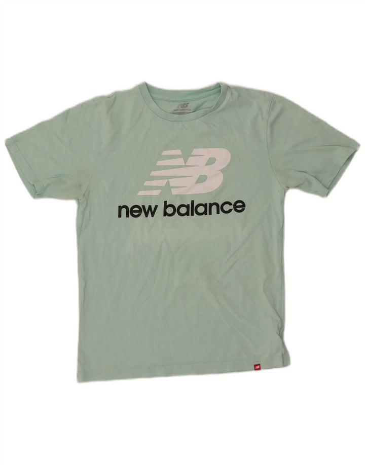 NEW BALANCE Womens Graphic T-Shirt Top UK 14 Medium Green Cotton