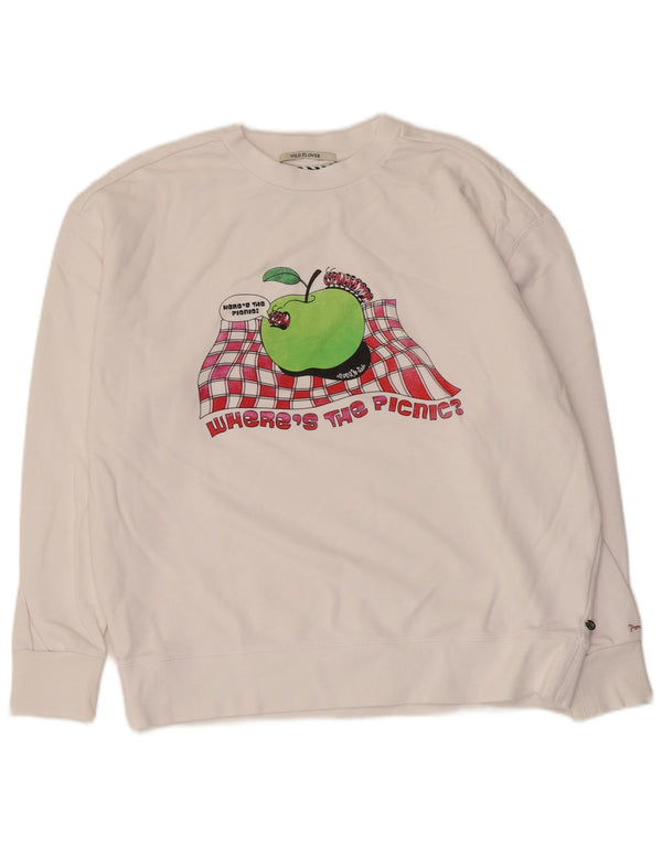 Scotch & Soda Womens Amsterdam Graphic Sweatshirt Jumper UK 10 Small White