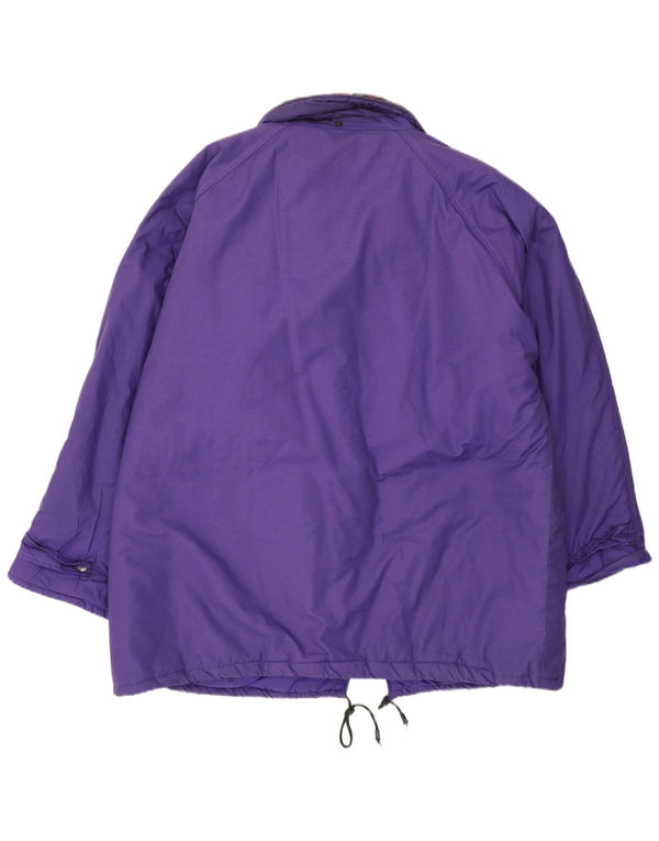 Vintage Womens Windbreaker Coat UK 20 2XL Purple Floral Polyester