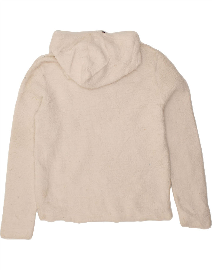 FILA Womens Hooded Fleece Jumper UK 10 Small White Polyester Vintage Fila and Second-Hand Fila from Messina Hembry 
