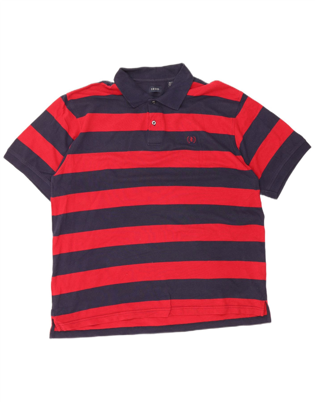 IZOD Mens Rugby Polo Shirt XL Navy Blue Striped Cotton