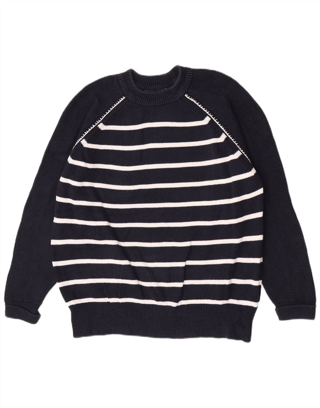 Marks & Spencer Mens Crew Neck Jumper Sweater Medium Navy Blue Striped