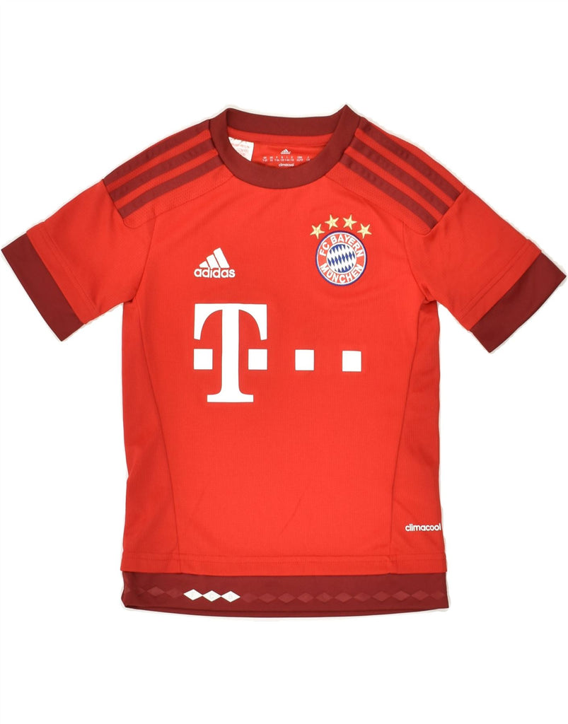 ADIDAS Boys FC Bayern Munchen Graphic T-Shirt Top 7-8 Years Red | Vintage Adidas | Thrift | Second-Hand Adidas | Used Clothing | Messina Hembry 