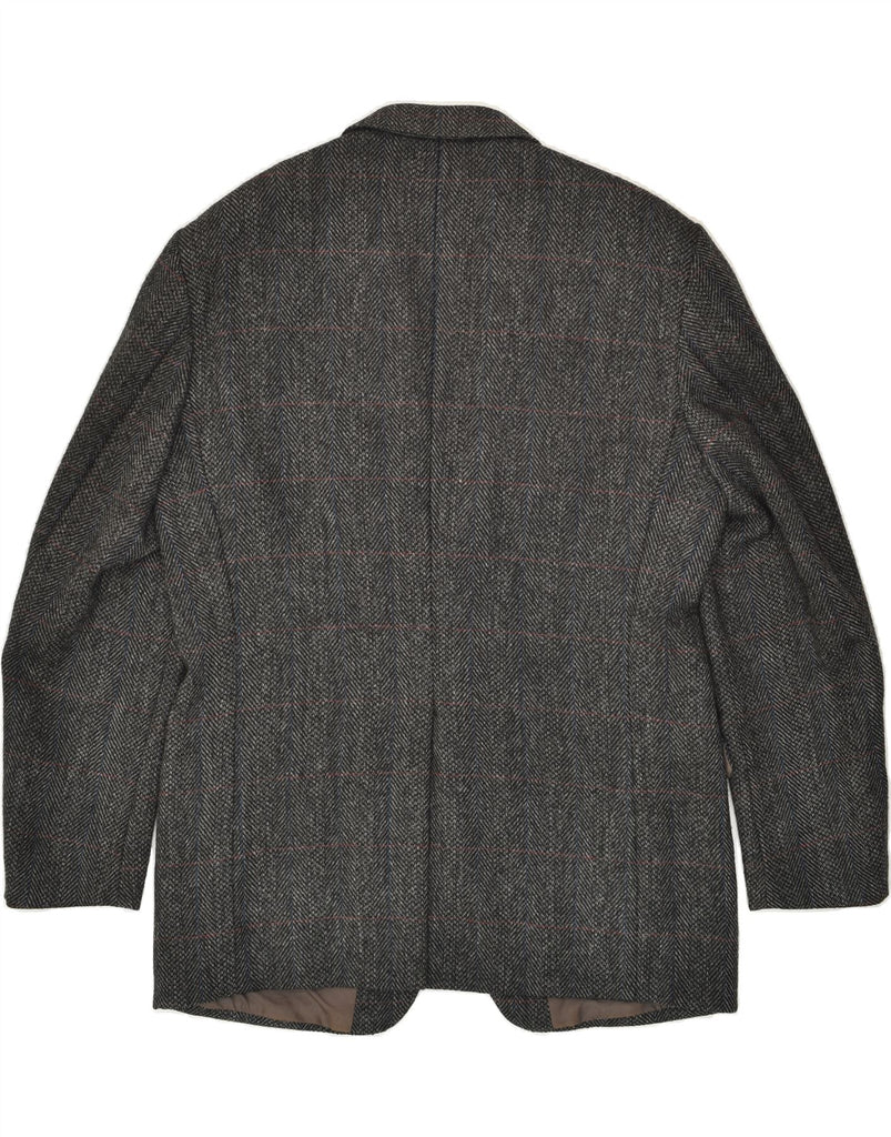 HIRMER Mens 3 Button Blazer Jacket IT 54 2XL Grey Chevron Wool | Vintage HIRMER | Thrift | Second-Hand HIRMER | Used Clothing | Messina Hembry 