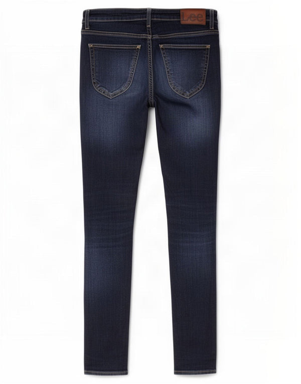Lee Womens Malone Distressed Skinny Jeans W30 L34 Navy Blue Cotton